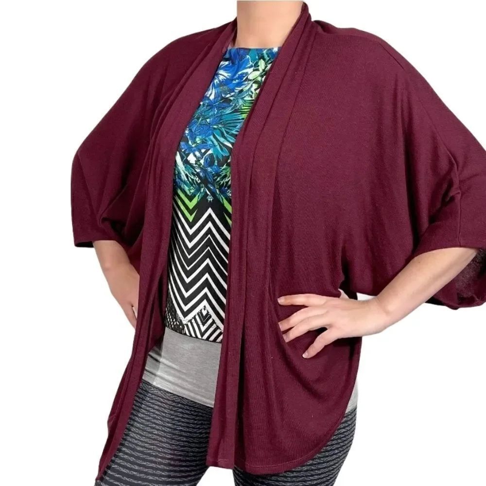 Cato Maroon Open Front Women's Cardigan